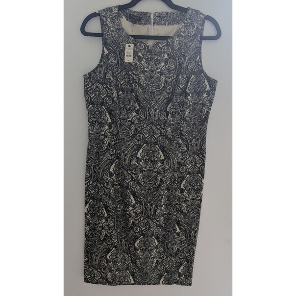 NWT Talbots Women’s Black Paisley Sleeveless Sheath Cotton Dress - Picture 2 of 11